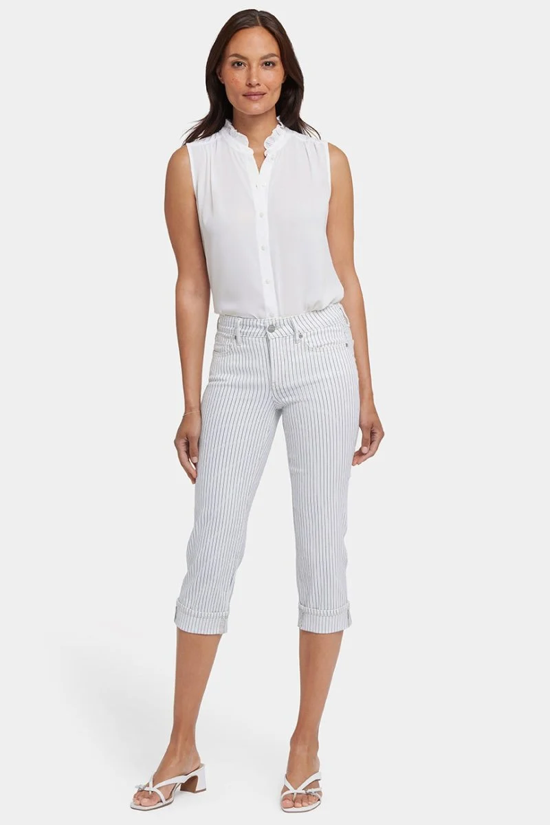 Marilyn Straight Crop Jeans mit Manschetten | Palencia Stripe