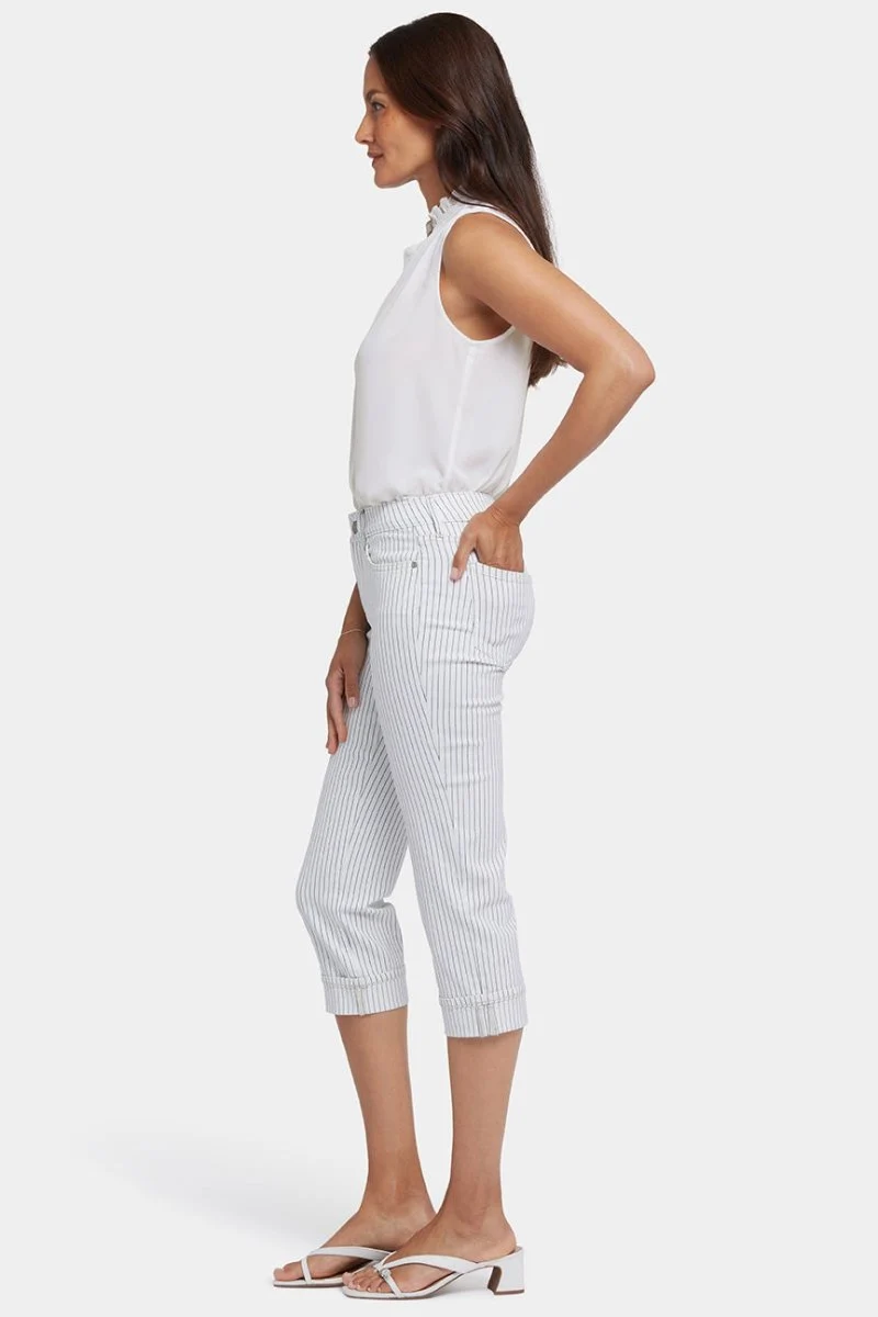 Marilyn Straight Crop Jeans mit Manschetten | Palencia Stripe