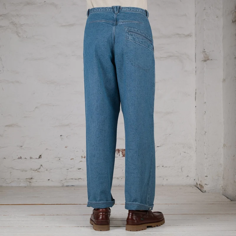 Pleat Denim Trousers Donegal Denim Horizon
