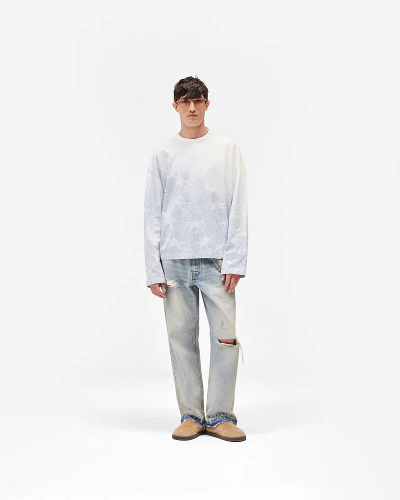 USA Long Sleeve T-Shirt - Washed Blue