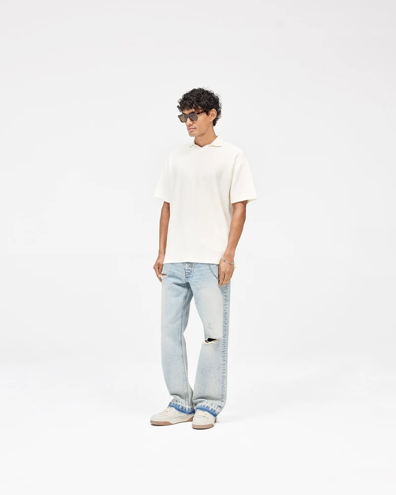 Ribbed Polo - Aged White