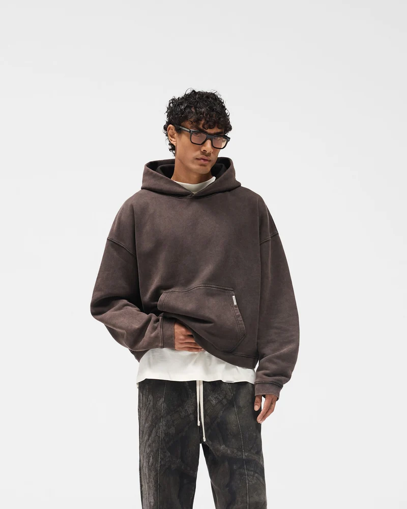 Initial Boxy Hoodie - Coffee