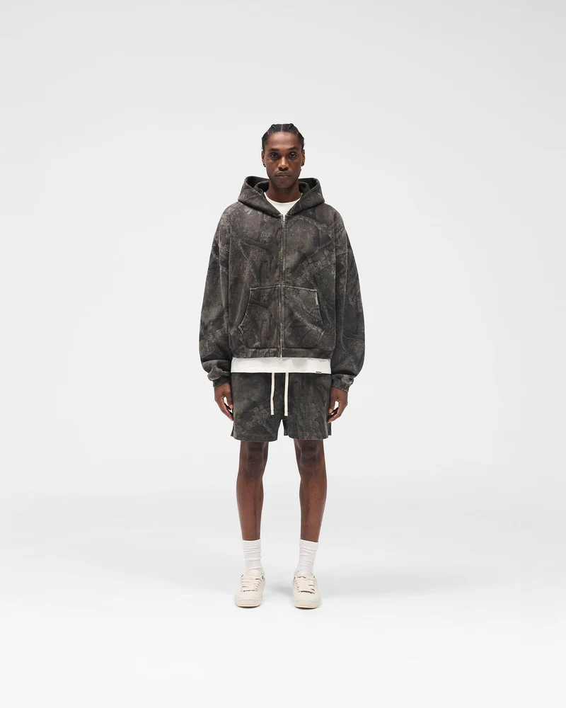 Initial Overdye Realtree® Boxy Zip Through Hoodie - Overdyed Black