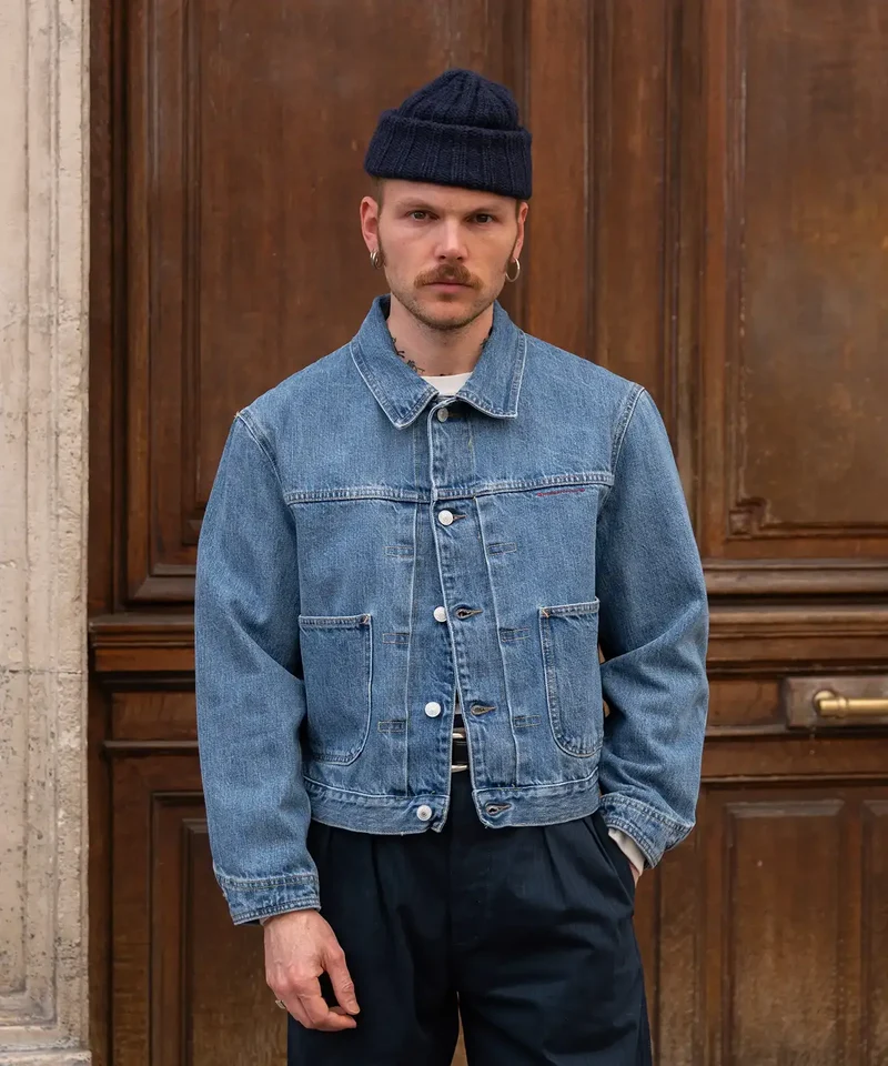 THE PLEATED SELVEDGE DENIM JACKET