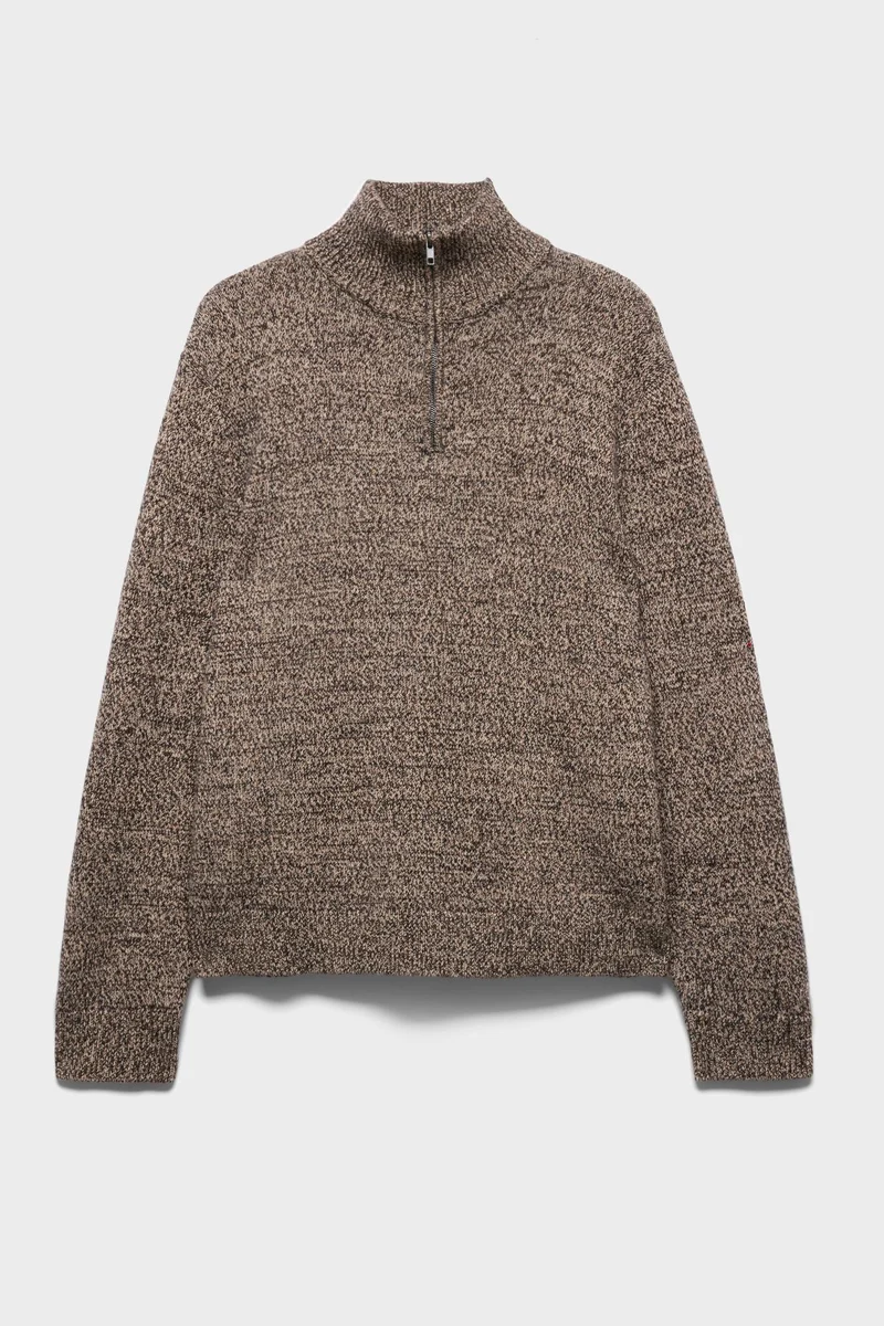HALF ZIP SWEATER in Cotton Wool Parchment