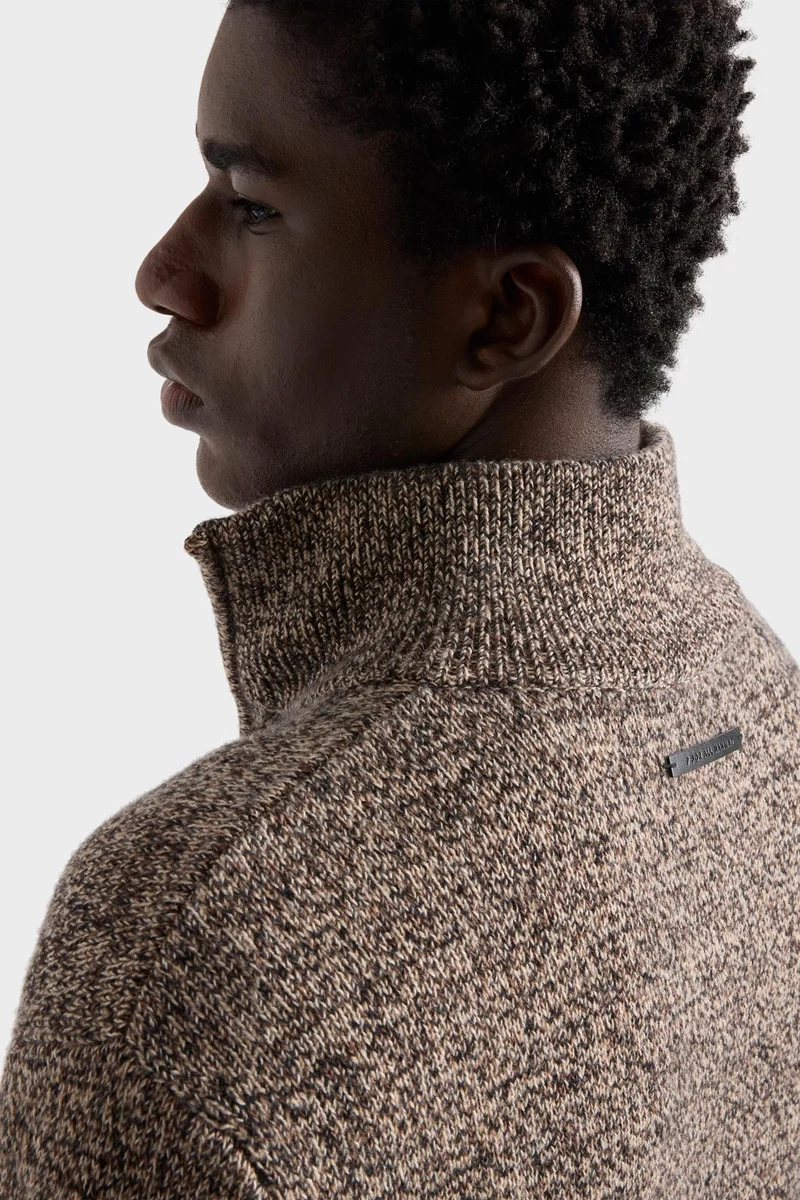 HALF ZIP SWEATER in Cotton Wool Parchment