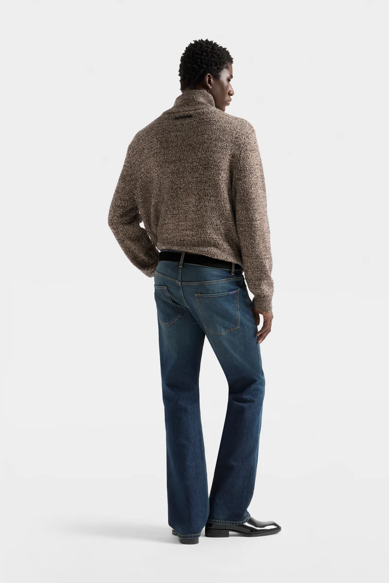 HALF ZIP SWEATER in Cotton Wool Parchment
