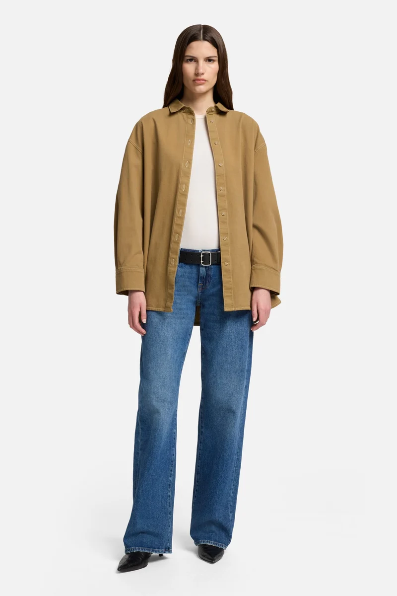 Comfort Twill Nina Relaxed Overshirt in Sand Storm