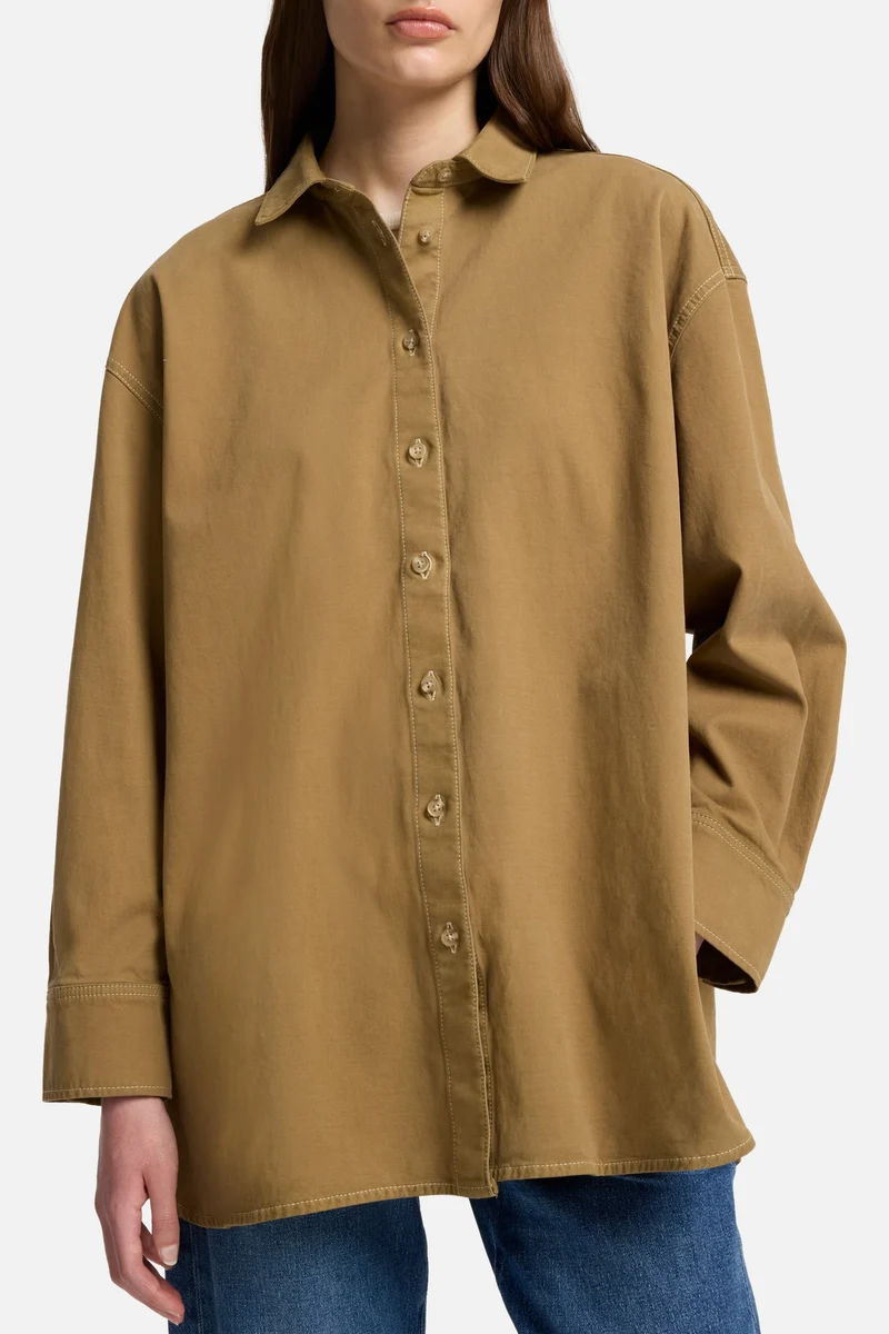 Comfort Twill Nina Relaxed Overshirt in Sand Storm