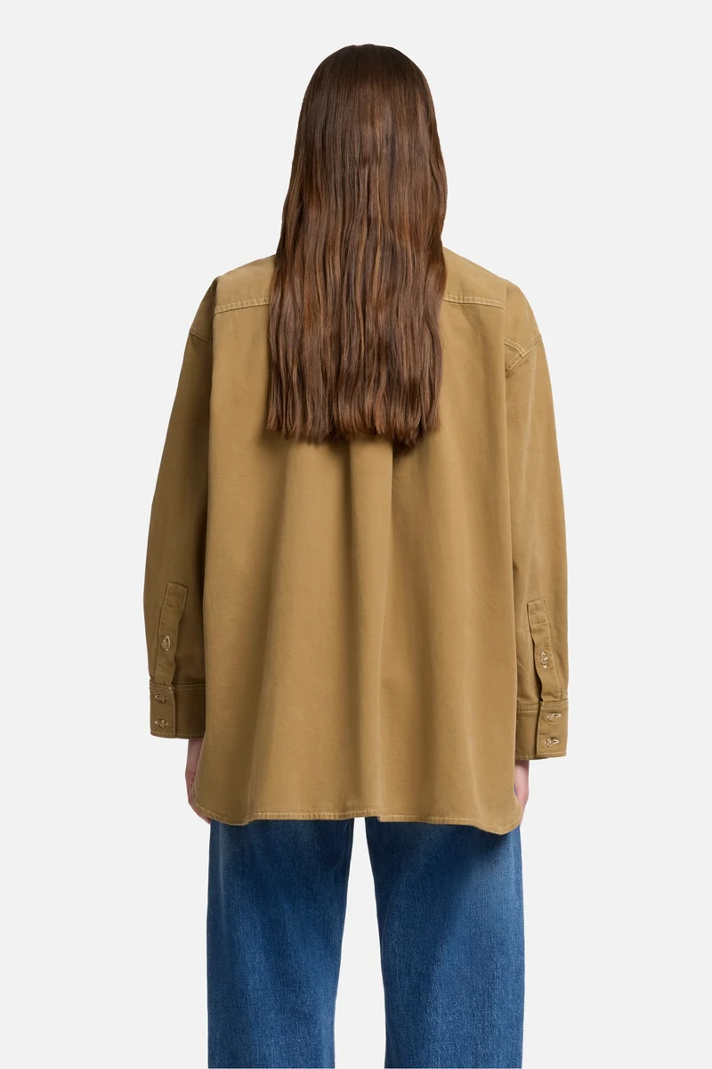 Comfort Twill Nina Relaxed Overshirt in Sand Storm