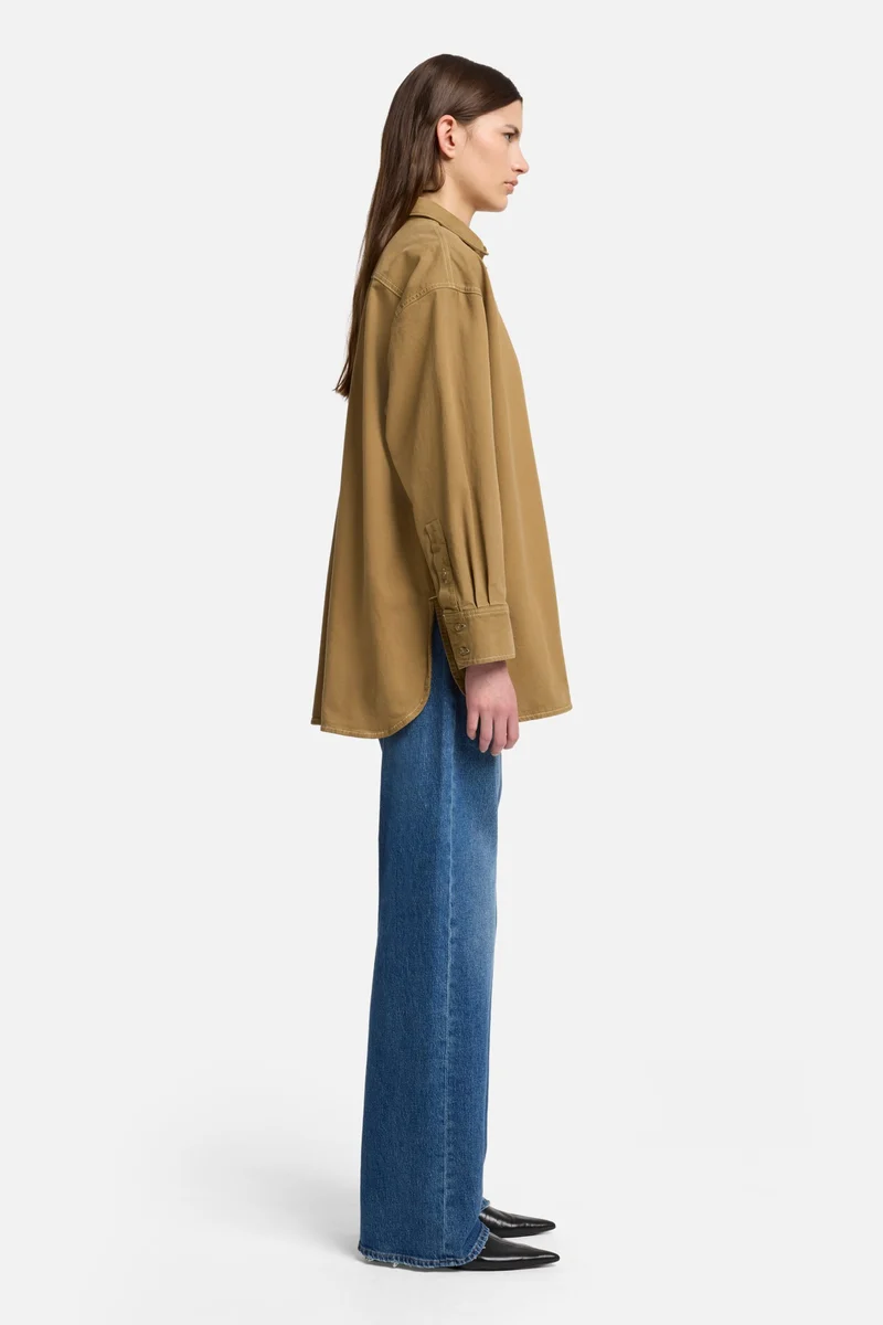 Comfort Twill Nina Relaxed Overshirt in Sand Storm