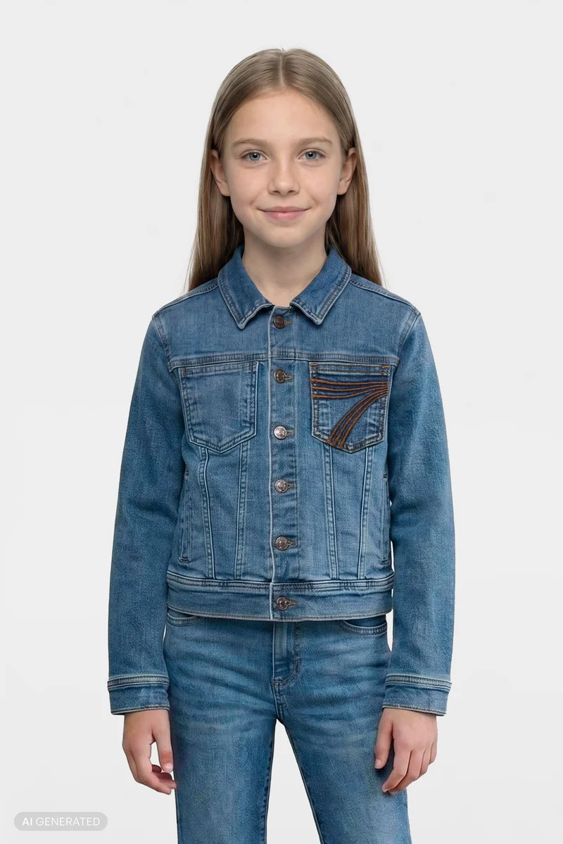 GIRLS MINI ADI TRUCKER JACKET in Luxe Vintage Sea Level