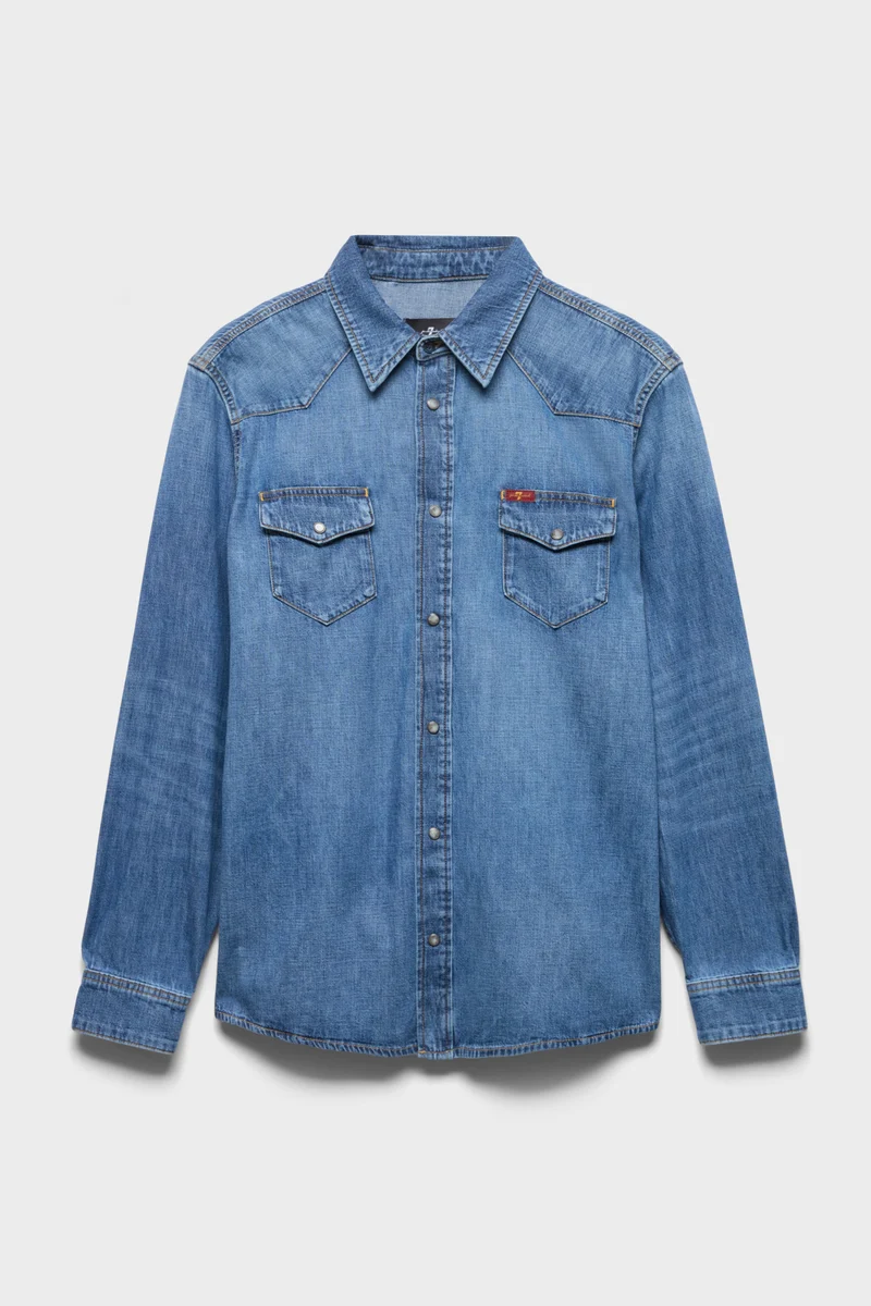 LONG SLEEVE WESTERN SHIRT in Denim Canyon