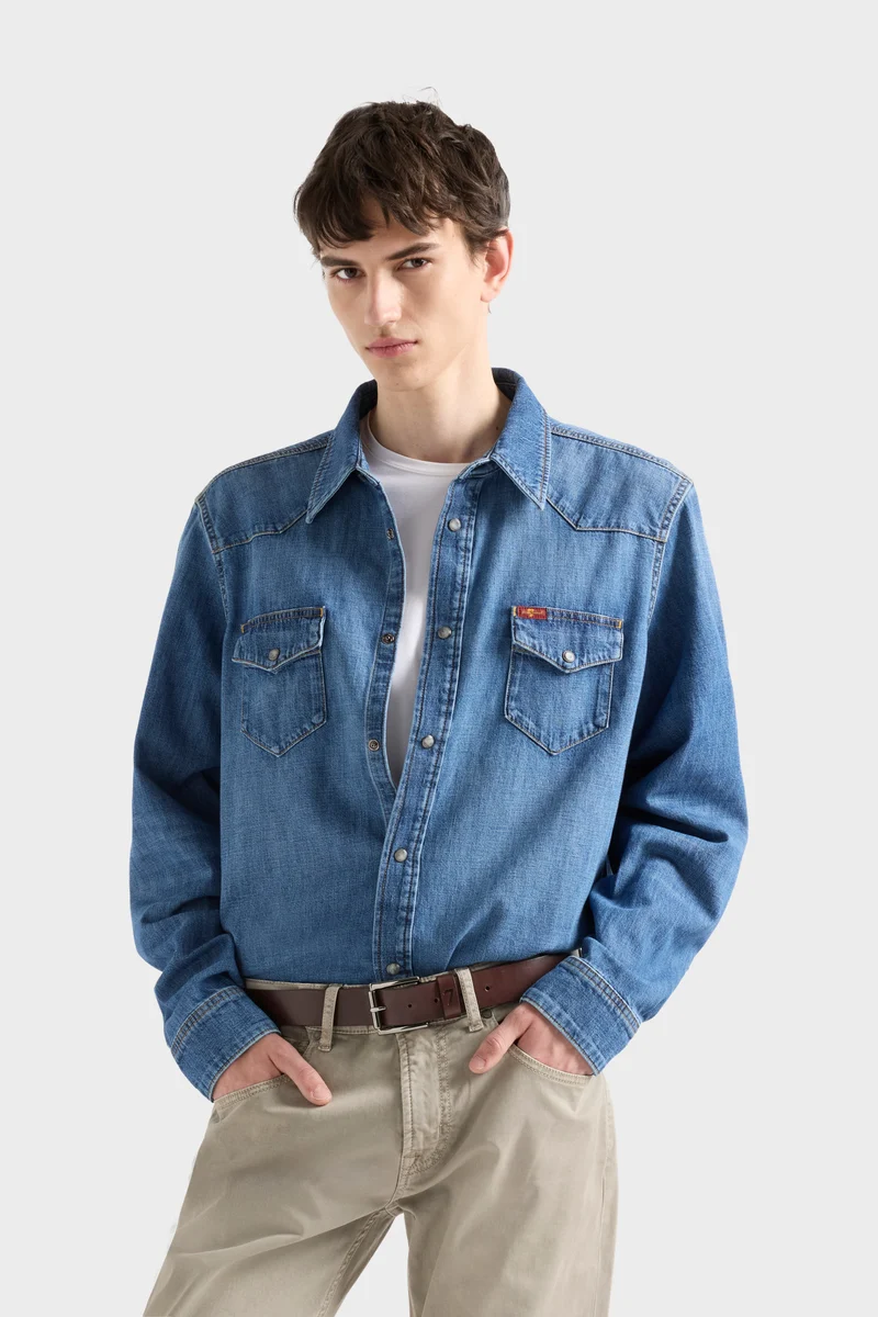 LONG SLEEVE WESTERN SHIRT in Denim Canyon