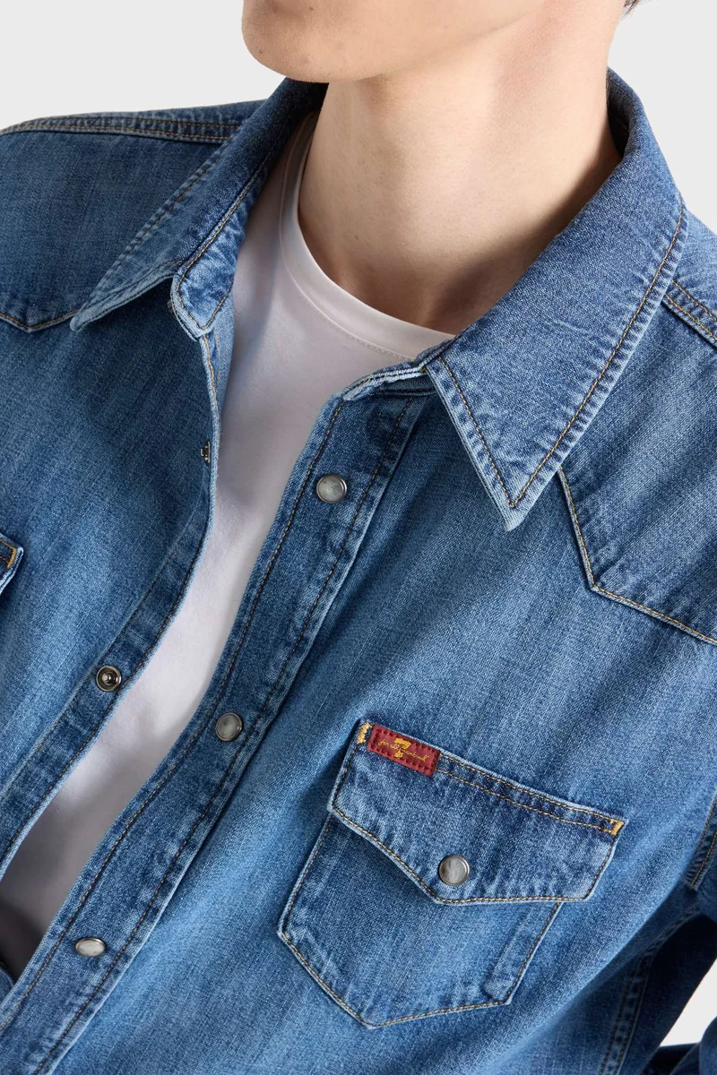 LONG SLEEVE WESTERN SHIRT in Denim Canyon