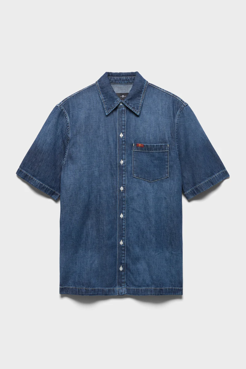 SHORT SLEEVE REGULAR SHIRT in Denim Duster