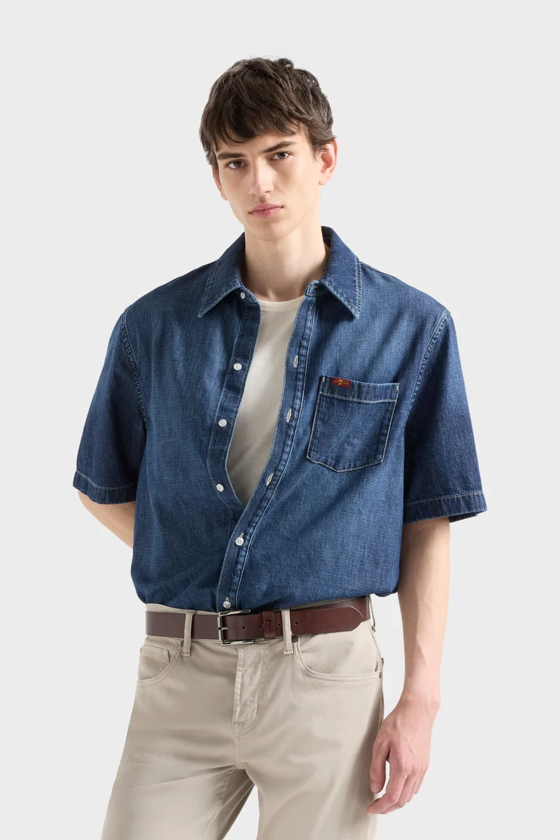 SHORT SLEEVE REGULAR SHIRT in Denim Duster
