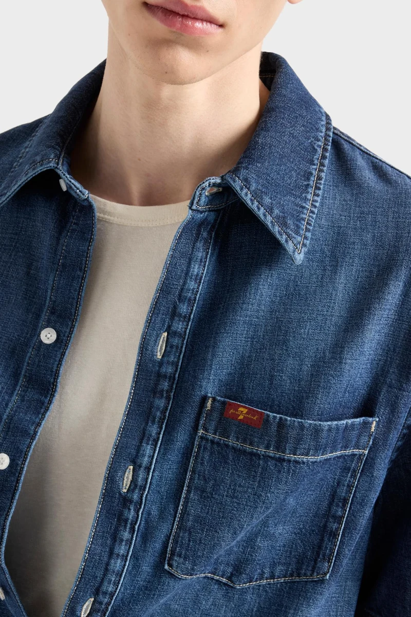 SHORT SLEEVE REGULAR SHIRT in Denim Duster