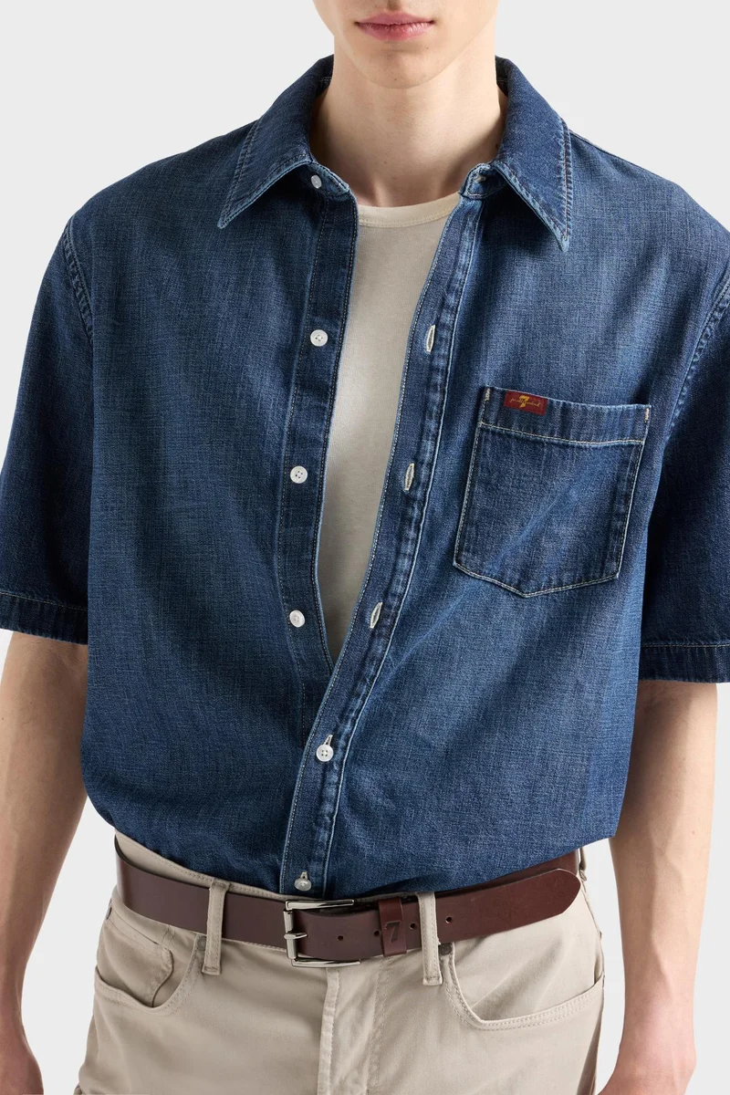 SHORT SLEEVE REGULAR SHIRT in Denim Duster