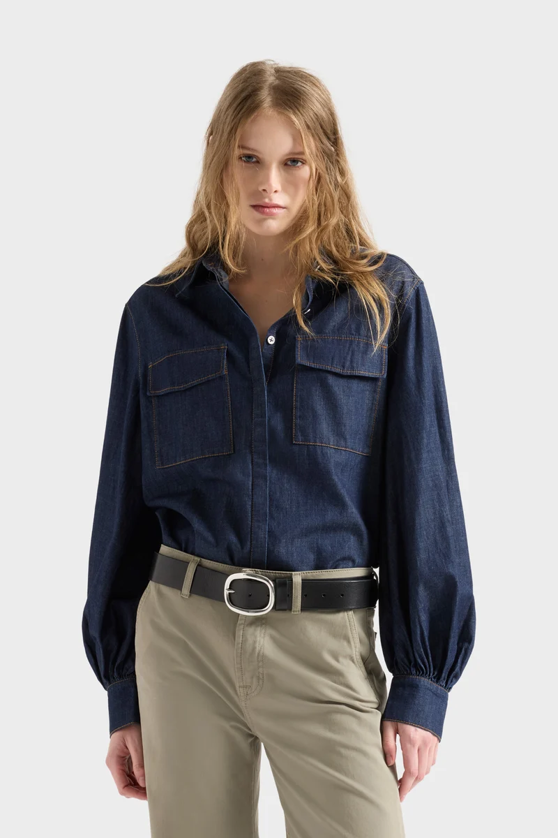 LONG SLEEVE REGULAR SHIRT in Denim Abyss