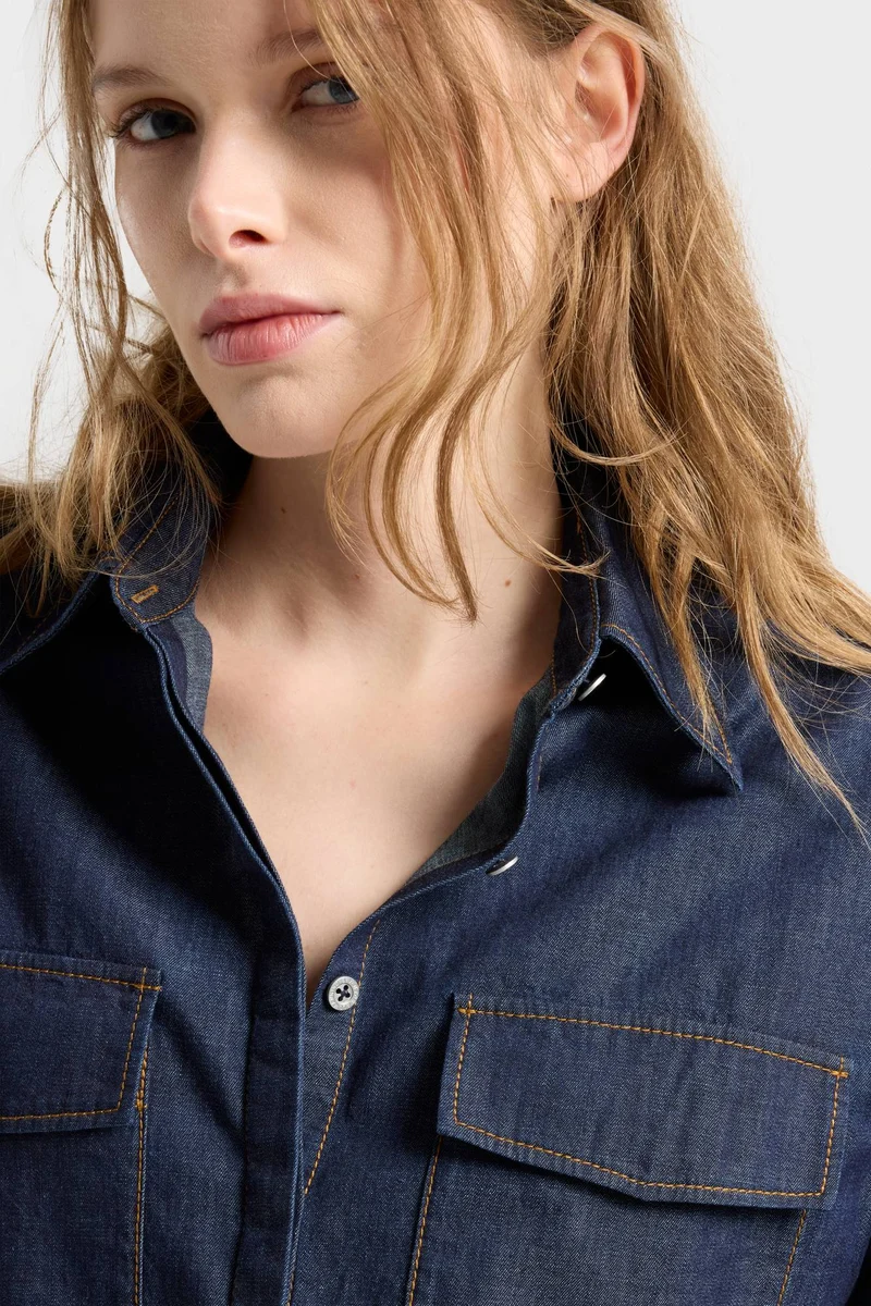 LONG SLEEVE REGULAR SHIRT in Denim Abyss