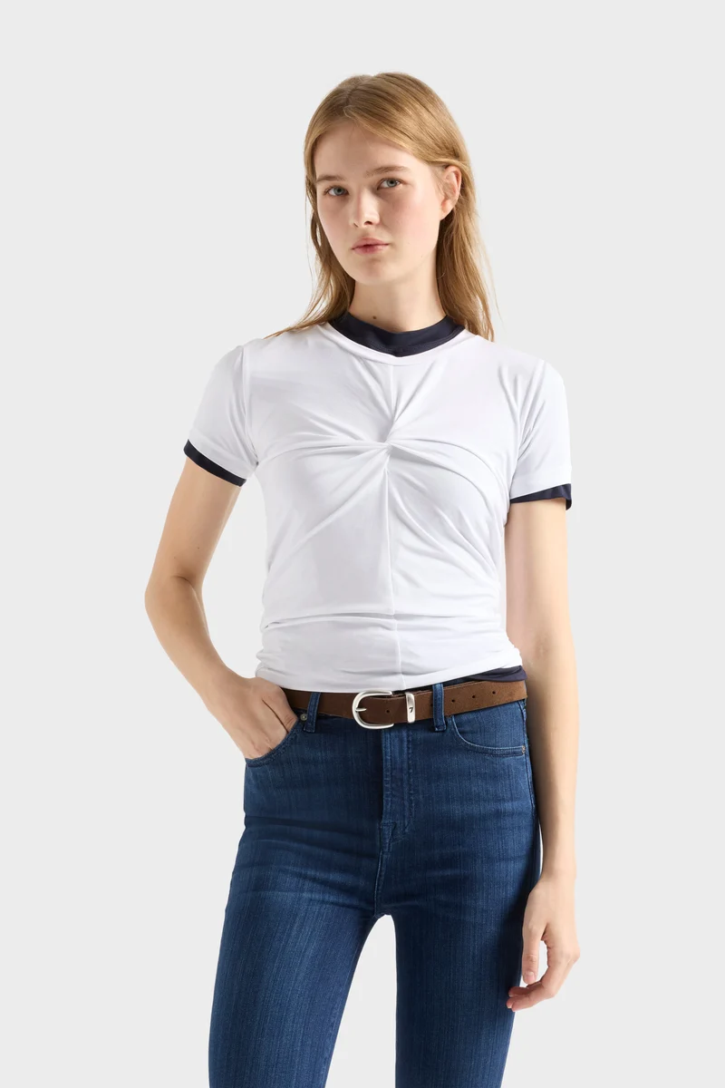 TWISTED TEE in Lyocell Optical White