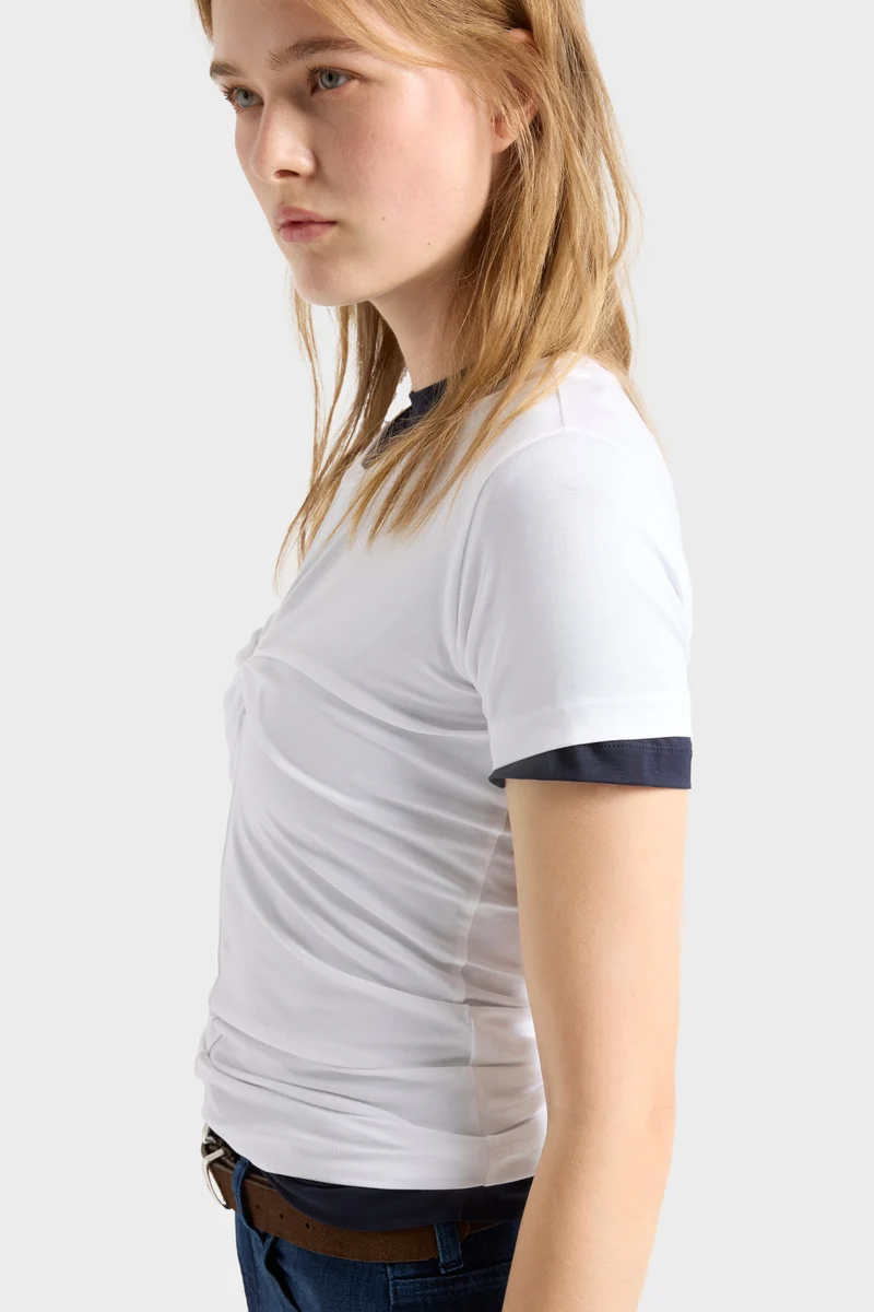 TWISTED TEE in Lyocell Optical White