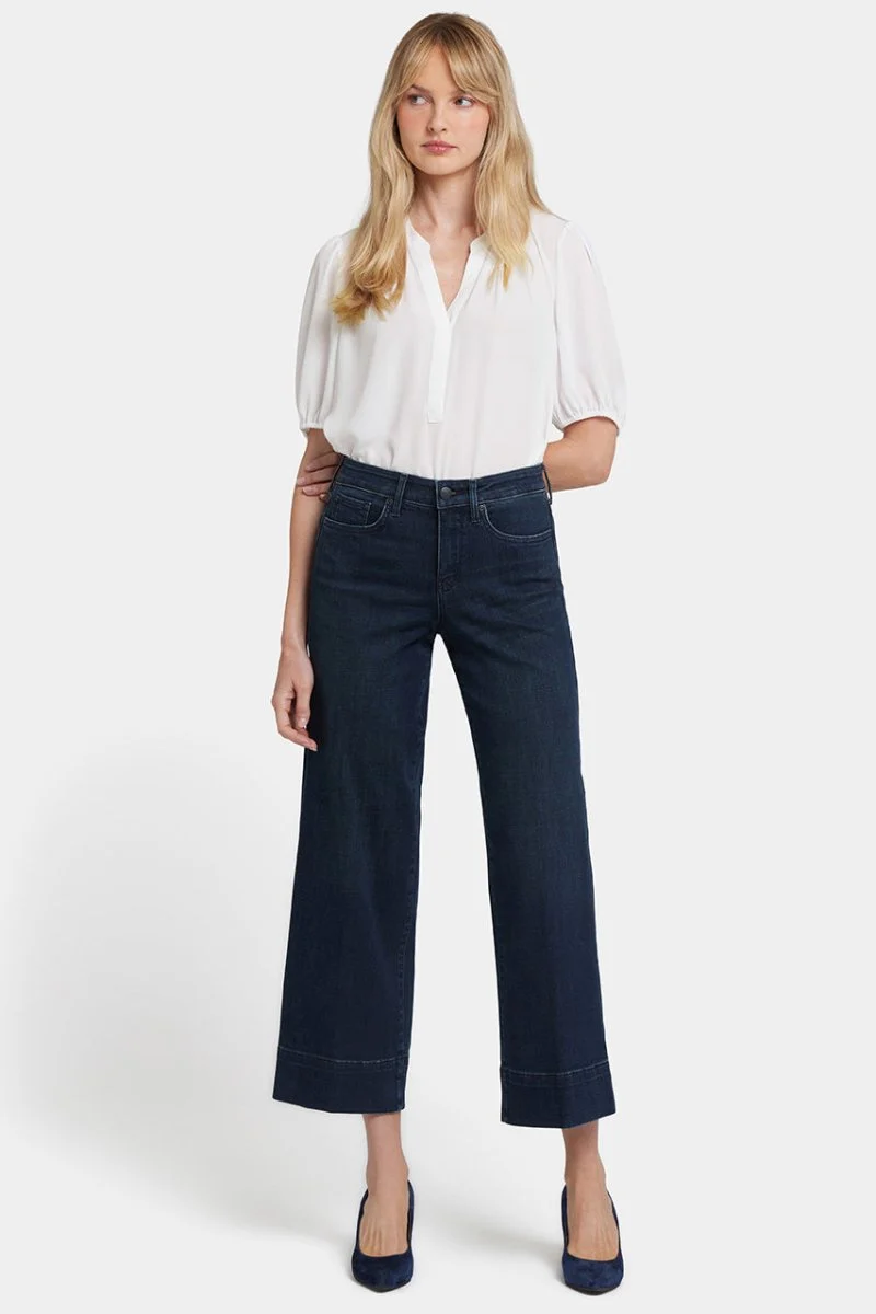 Teresa Wide Leg Ankle Jeans | Obsidian Blue