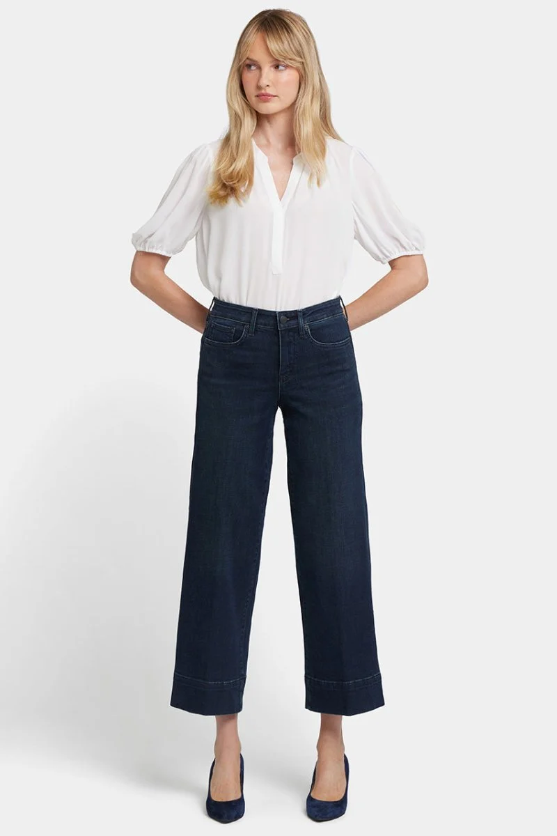 Teresa Wide Leg Ankle Jeans | Obsidian Blue