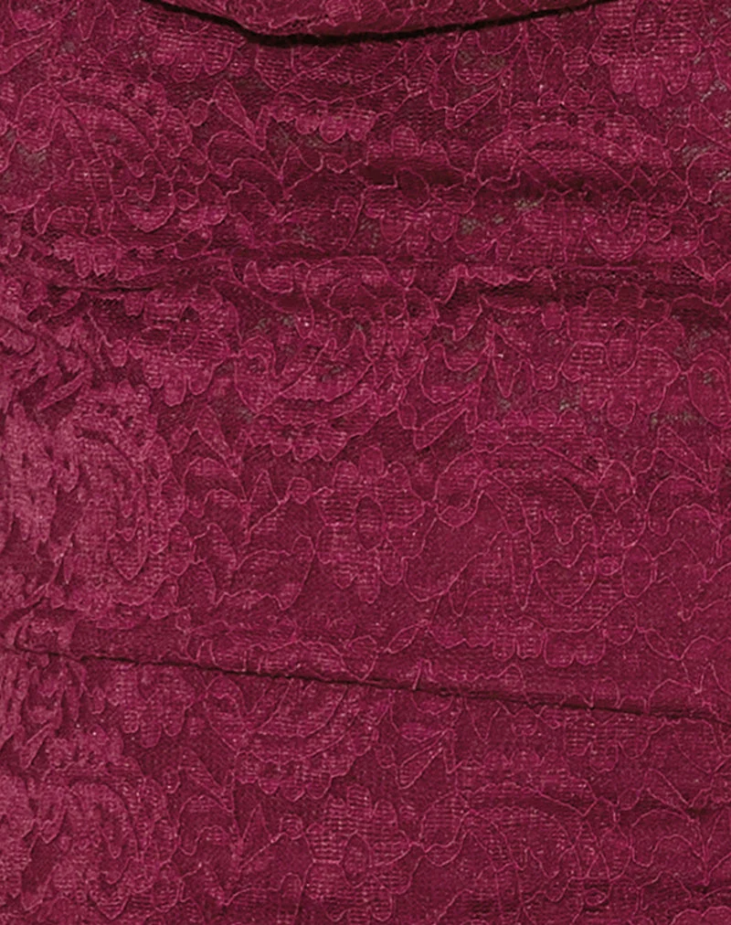 Samwell Neckholder-Top aus Paisley-Spitze Burgundy