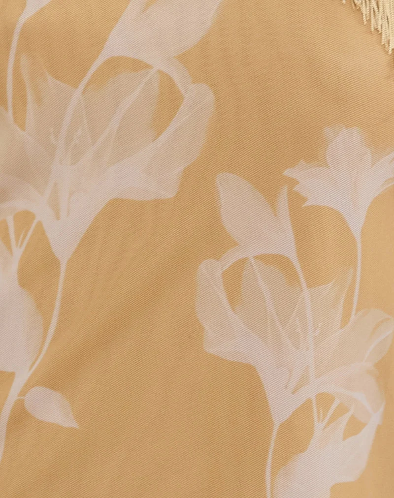 Howard Halter Fransen Top in Blume Gelb Weiß