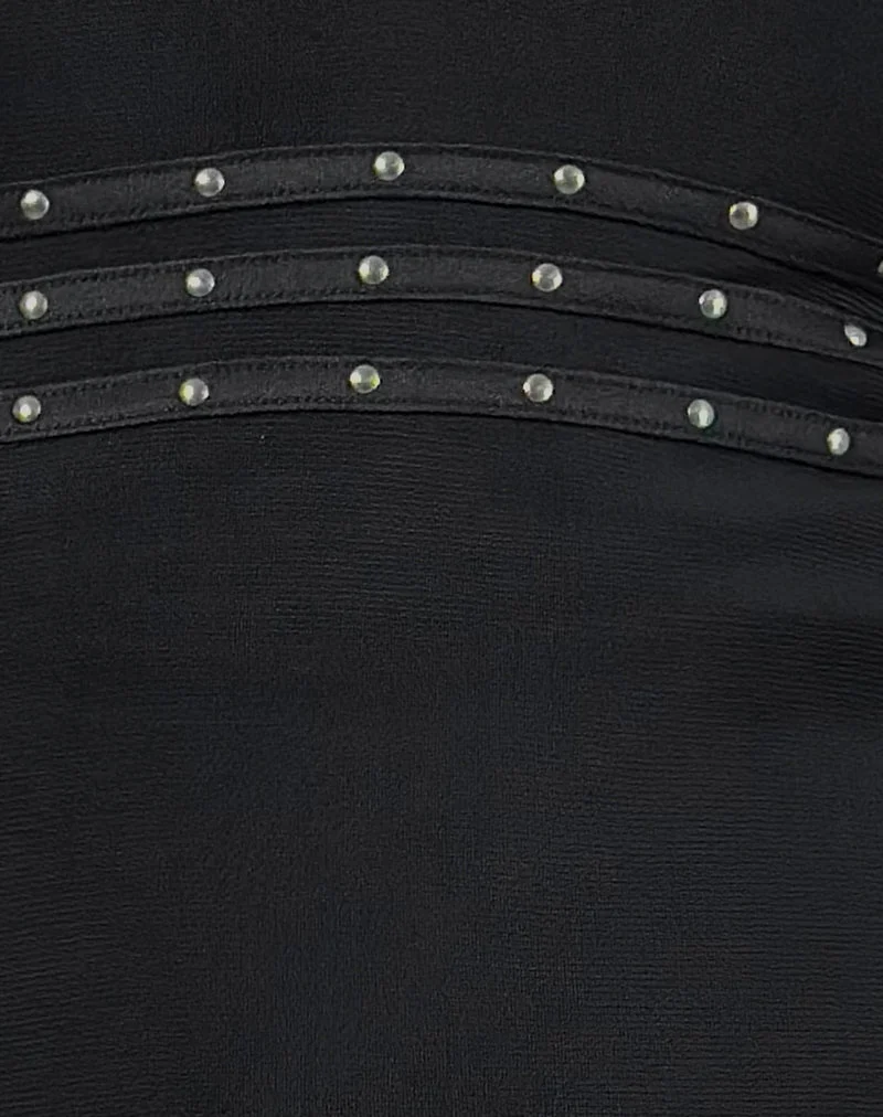 Xaviera tief ausgeschnittenes Kleid in Schwarz