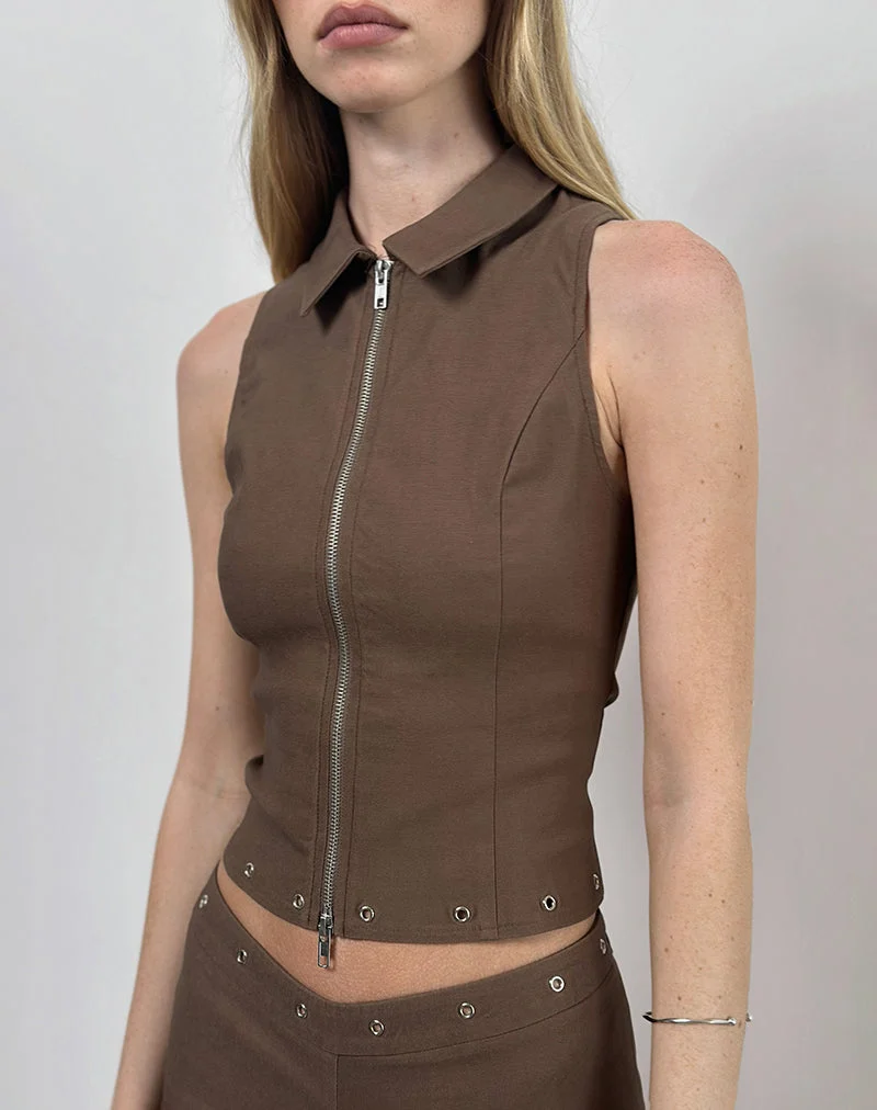 Janae Nietenweste in Tailoring Braun