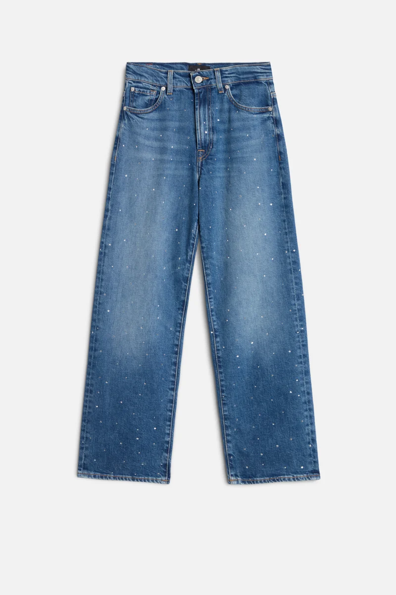 EMBELLISHED STOVEPIPE STRAIGHT ANKLE in Comfort Blue Shine