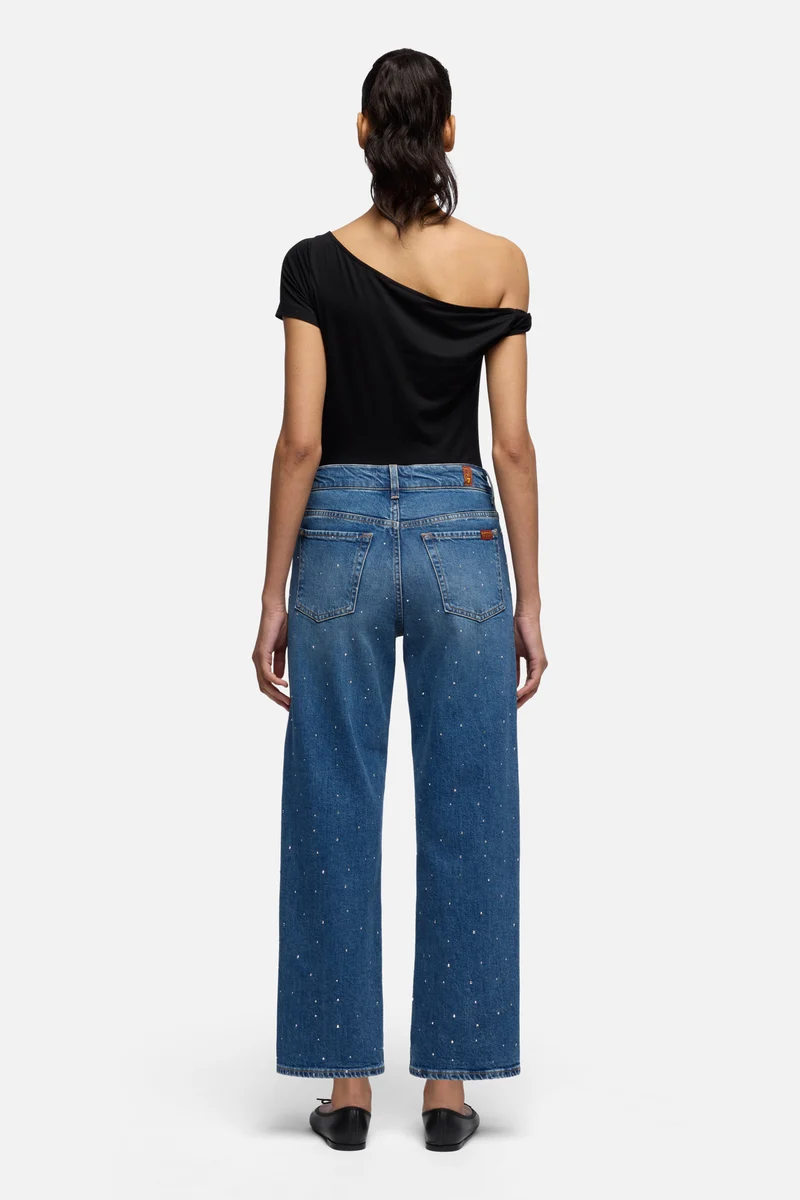 EMBELLISHED STOVEPIPE STRAIGHT ANKLE in Comfort Blue Shine