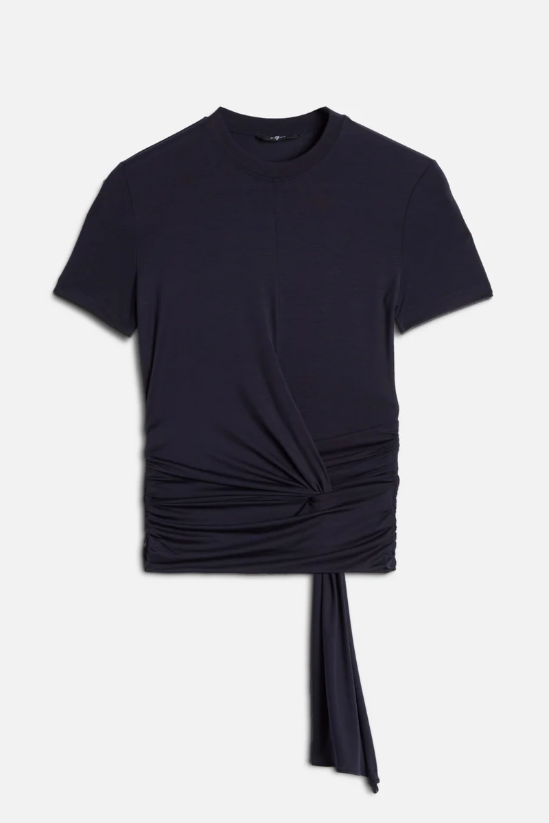 FITTED TWIST TEE in Lyocell Navy
