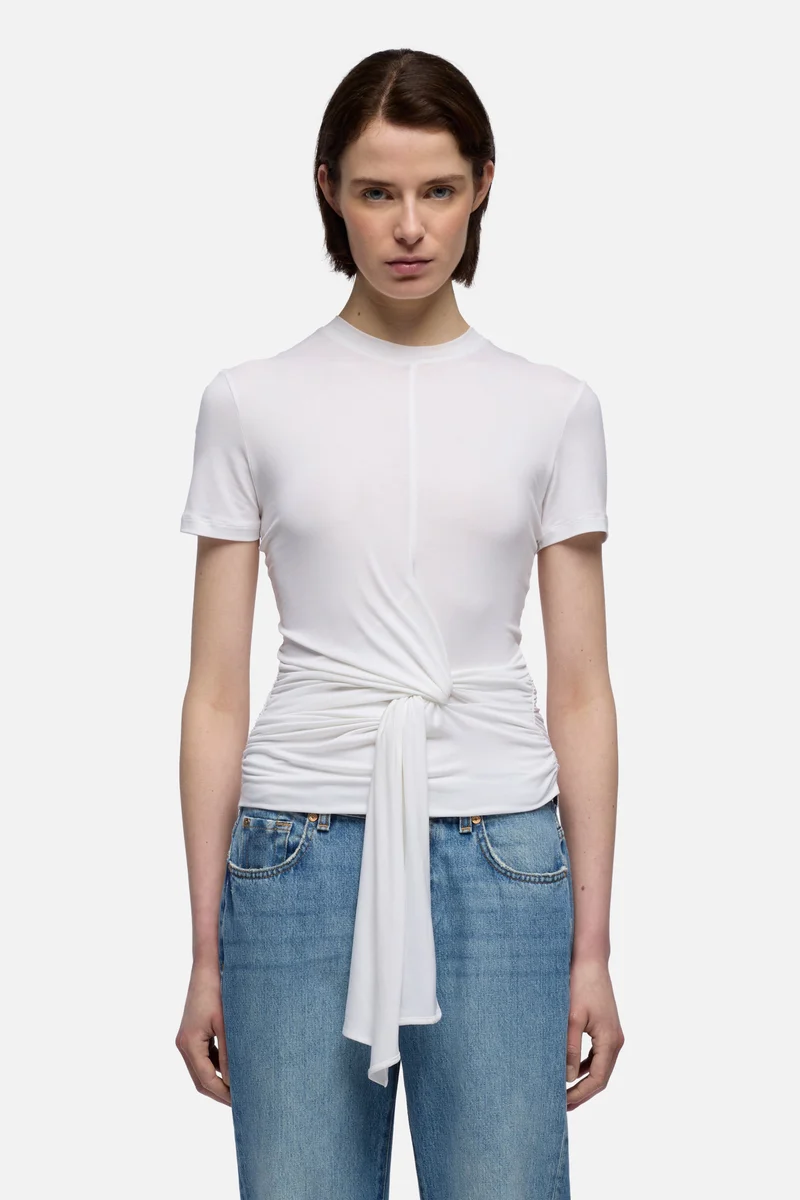 FITTED TWIST TEE in Lyocell Optical White
