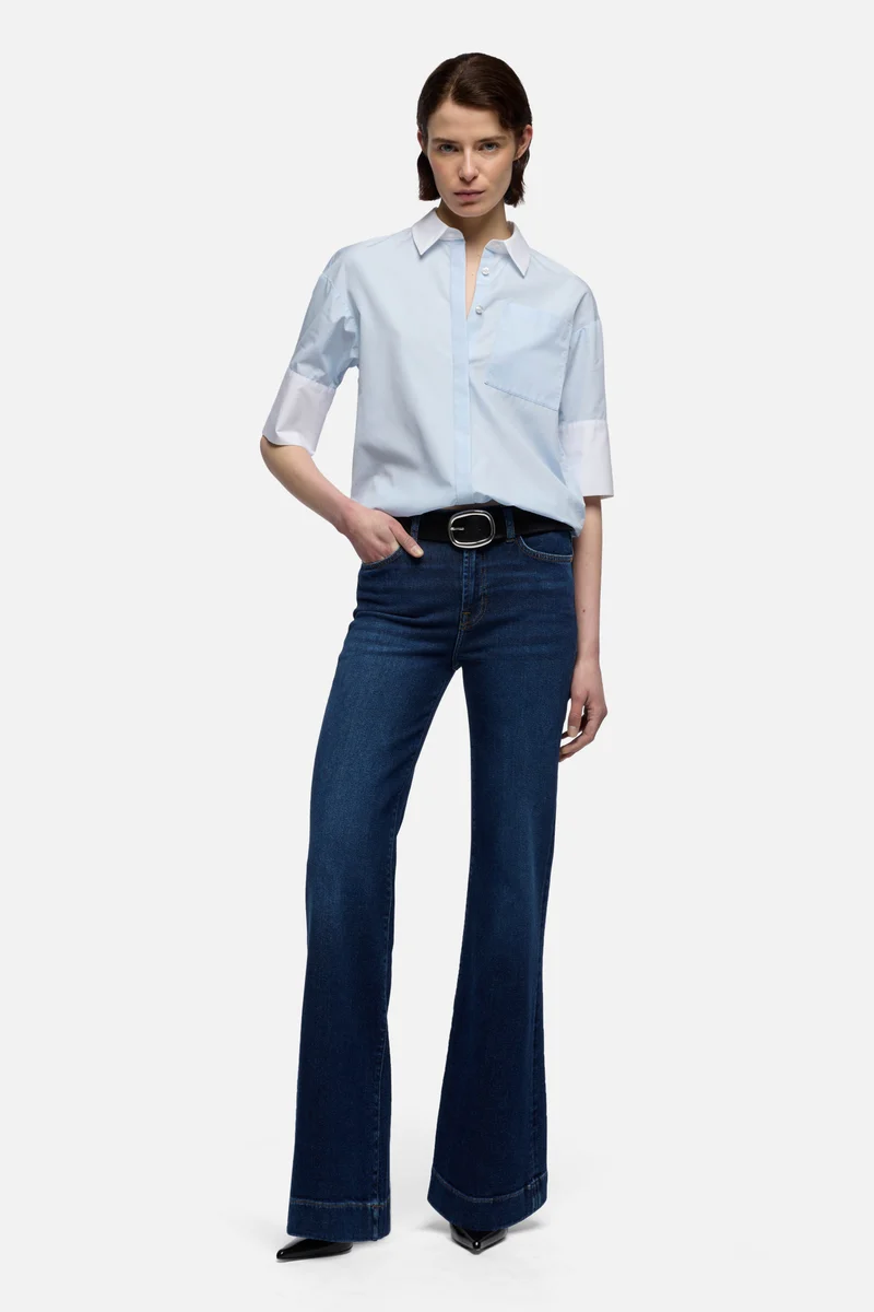 SHORT SLEEVE SHIRT in Poplin Sky Blue