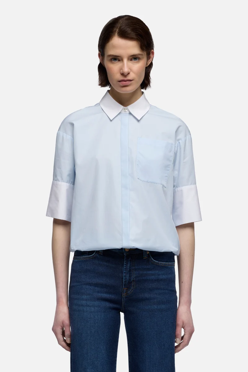 SHORT SLEEVE SHIRT in Poplin Sky Blue