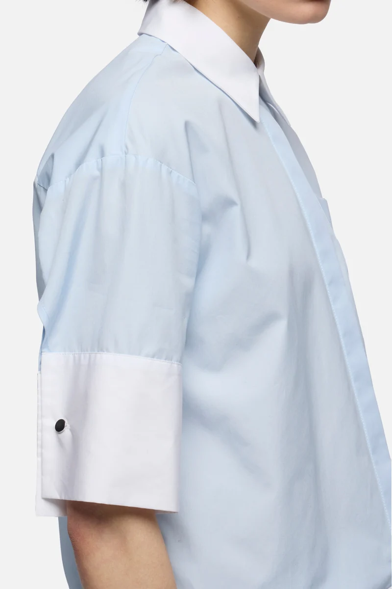 SHORT SLEEVE SHIRT in Poplin Sky Blue