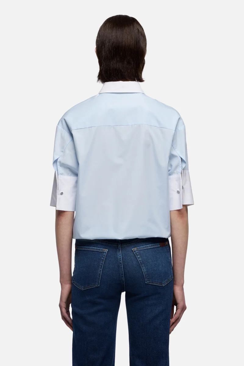 SHORT SLEEVE SHIRT in Poplin Sky Blue