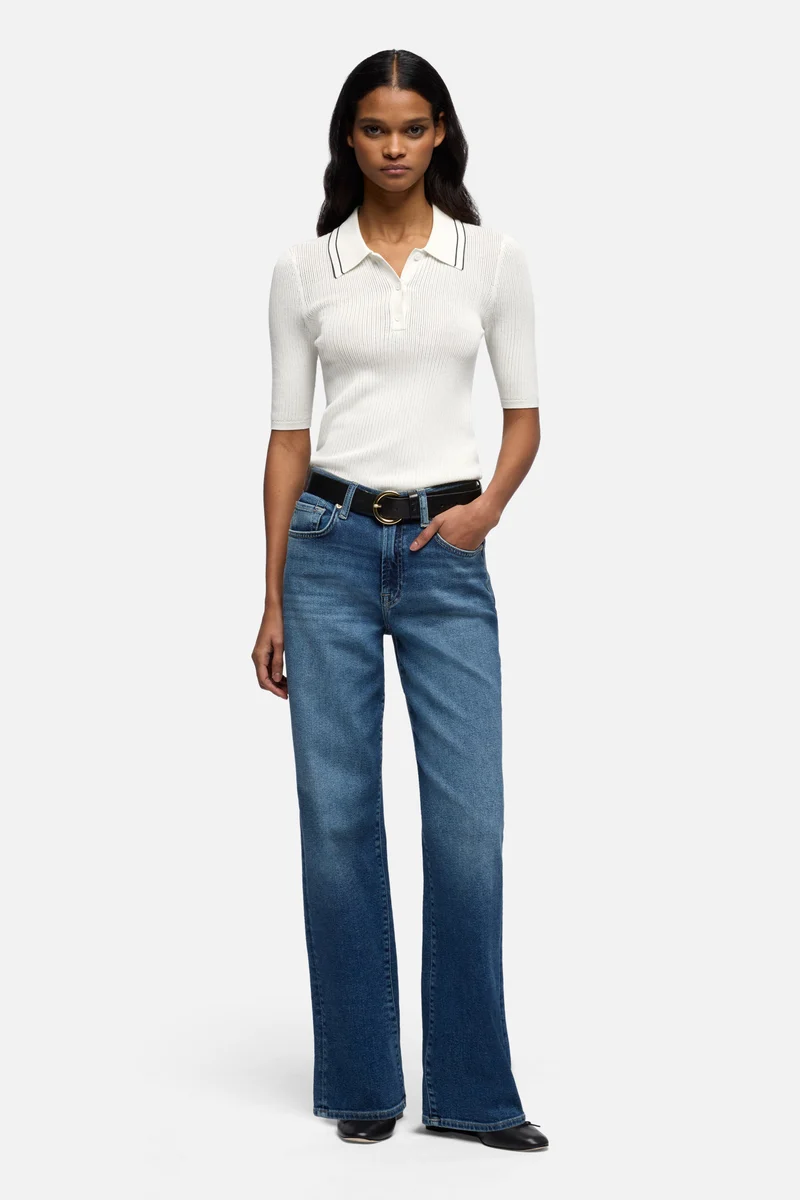 PIPED COLLAR POLO in White