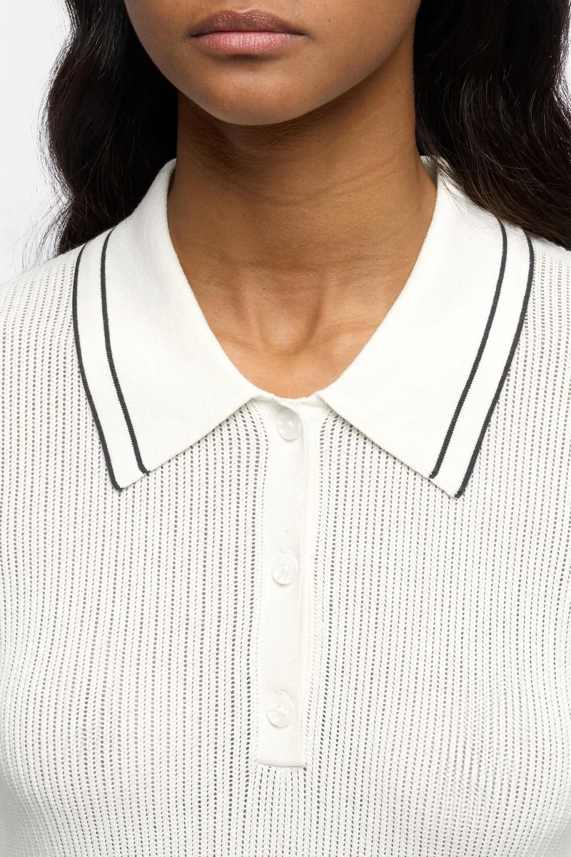 PIPED COLLAR POLO in White