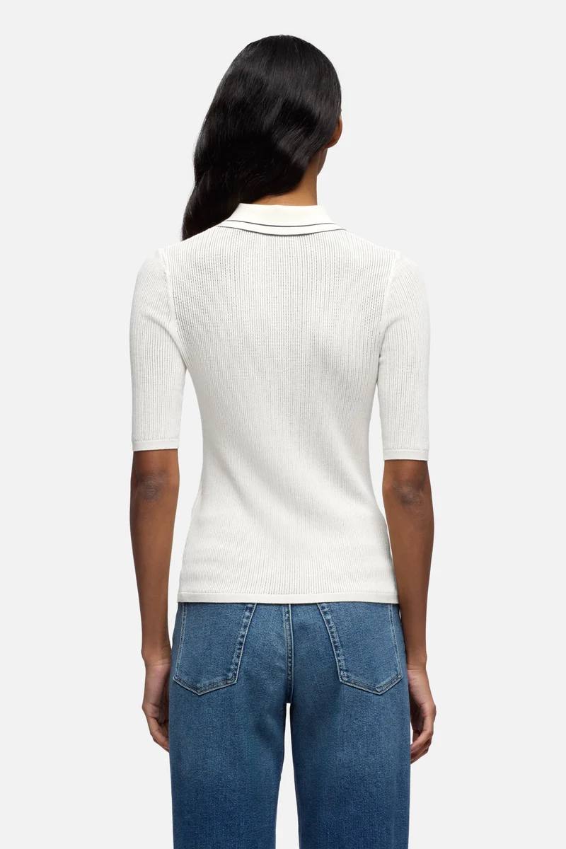 PIPED COLLAR POLO in White