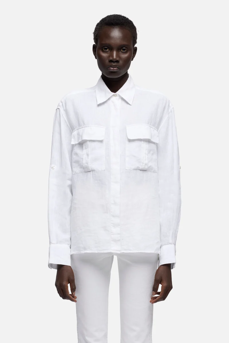 UTILITY LONG SLEEVE SHIRT in Linen White