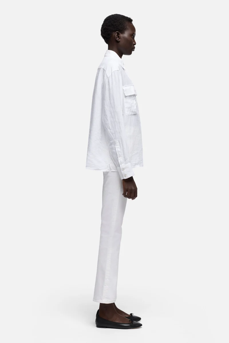 UTILITY LONG SLEEVE SHIRT in Linen White