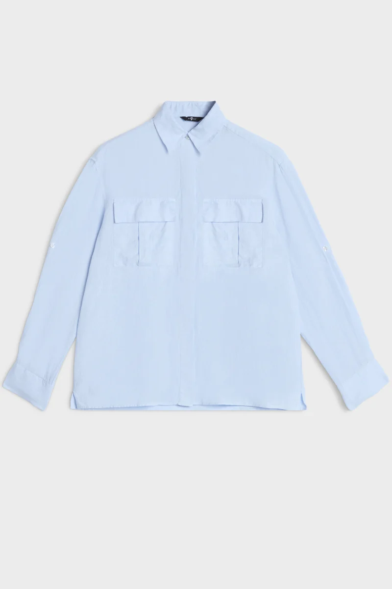 UTILITY LONG SLEEVE SHIRT in Linen Light Blue