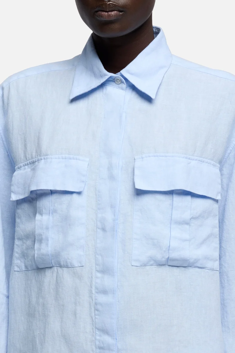 UTILITY LONG SLEEVE SHIRT in Linen Light Blue