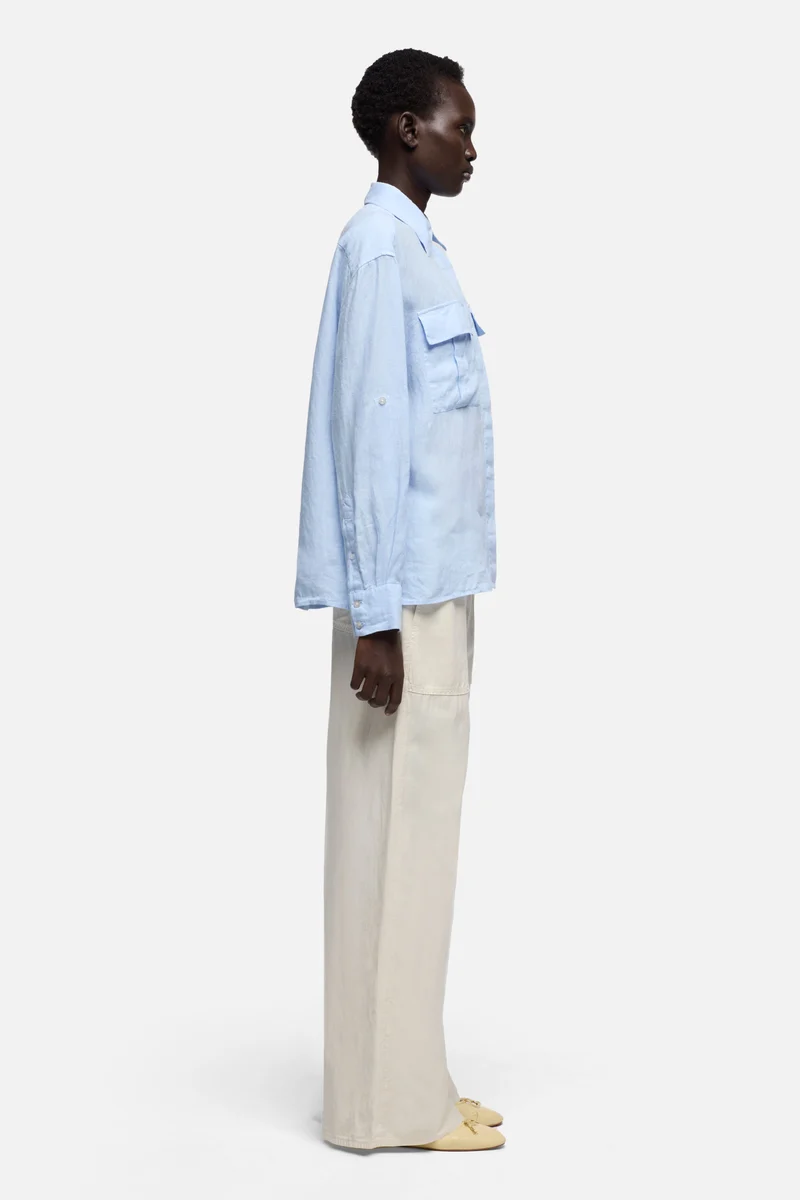 UTILITY LONG SLEEVE SHIRT in Linen Light Blue