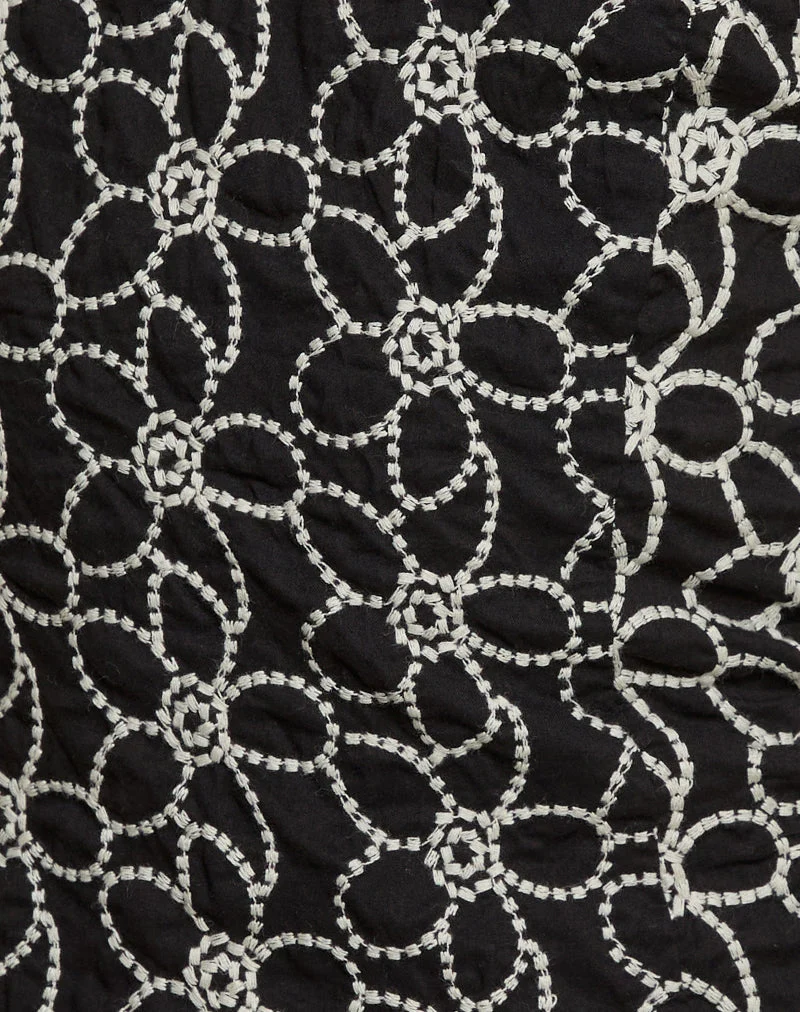 Florina Cami Top mit Blumenstickerei Schwarz